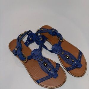 Zigi Girl Blue Sandals with Gold Accents